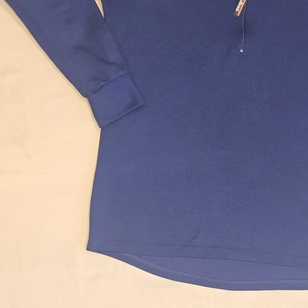L.L. Bean Mens Sz L Blue 1/4 Zip Midweight Base Layer‎ Pullover Shirt USA Made
